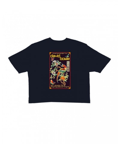 David Bowie Ladies' Crop Tee | The Serious Moonlight Tour Hung Hom Hong Kong Coliseum Crop T-shirt $9.43 Shirts