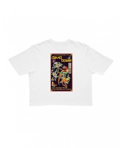 David Bowie Ladies' Crop Tee | The Serious Moonlight Tour Hung Hom Hong Kong Coliseum Crop T-shirt $9.43 Shirts