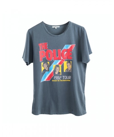 The Police Ghost in the Machine 1982 Tour Three Faces Blue/Red Stripe T-Shirt $14.10 Shirts