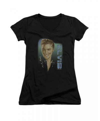 Elvis Presley Junior's V-Neck Shirt | ELVIS 56 Junior's Tee $7.02 Shirts