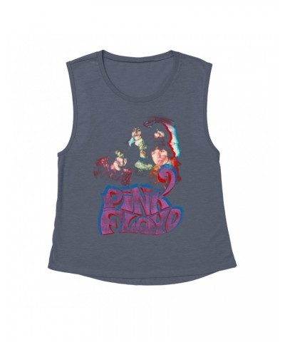 Pink Floyd Ladies' Muscle Tank Top | Retro Group Photo And Logo Shirt $10.87 Shirts