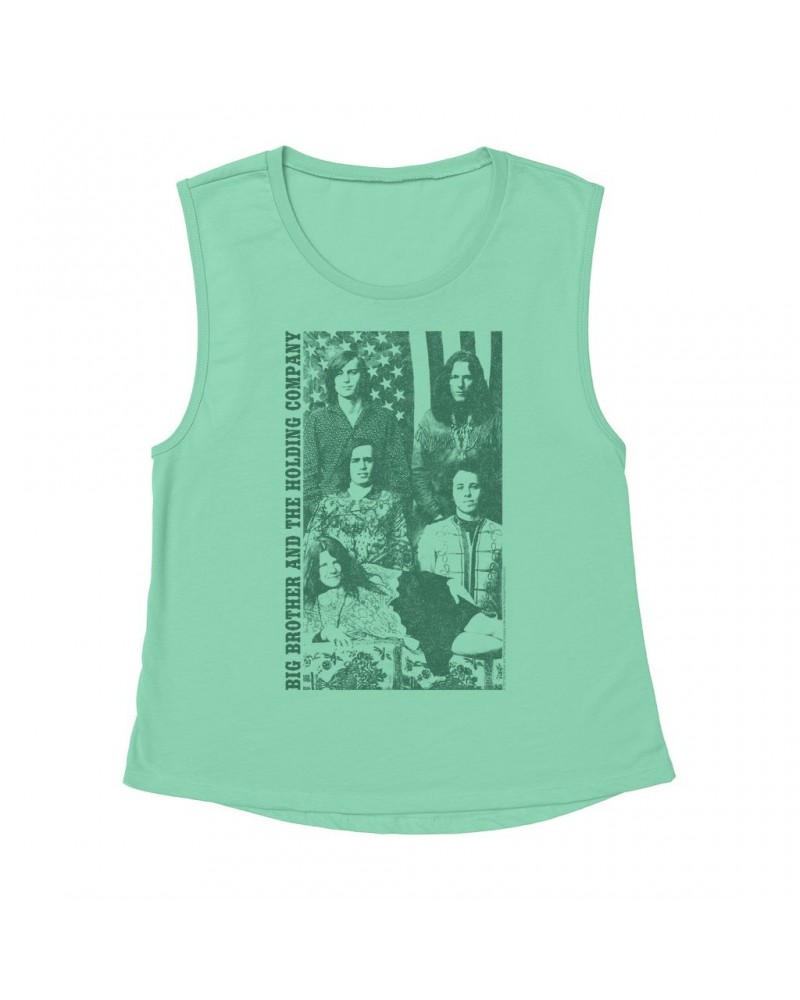 Ladies' Muscle Tank Top | Featuring Janis Joplin Group Flag Photo Big Brother and The Holding Co. Shirt $12.85 Shirts