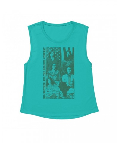 Ladies' Muscle Tank Top | Featuring Janis Joplin Group Flag Photo Big Brother and The Holding Co. Shirt $12.85 Shirts