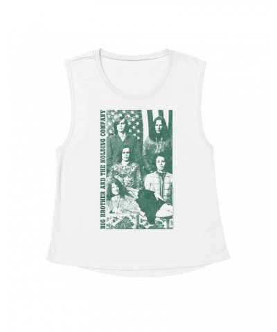 Ladies' Muscle Tank Top | Featuring Janis Joplin Group Flag Photo Big Brother and The Holding Co. Shirt $12.85 Shirts