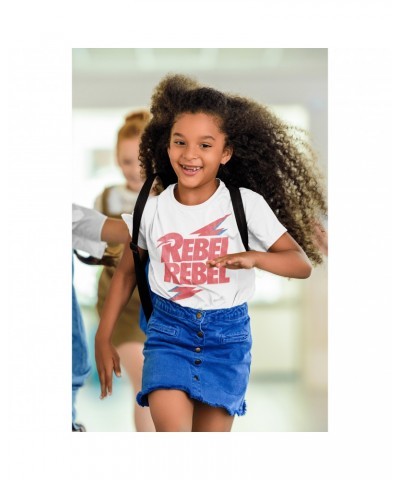 David Bowie Kids T-Shirt | Rebel Rebel Lightning Bolt Distressed Kids Shirt $9.87 Kids