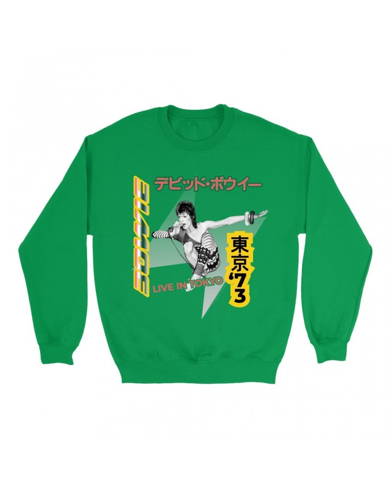 David Bowie Bright Colored Sweatshirt | 1973 Live In Tokyo Sweatshirt $16.43 Sweatshirts