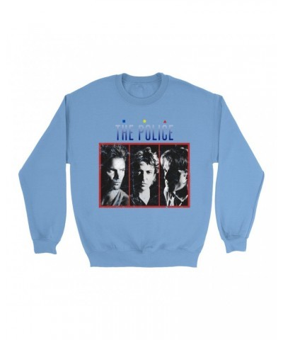 The Police Bright Colored Sweatshirt | The Singles Album Art Image Distressed Sweatshirt $17.48 Sweatshirts