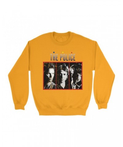 The Police Bright Colored Sweatshirt | The Singles Album Art Image Distressed Sweatshirt $17.48 Sweatshirts