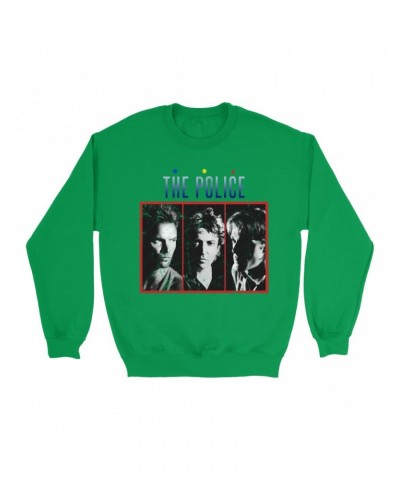 The Police Bright Colored Sweatshirt | The Singles Album Art Image Distressed Sweatshirt $17.48 Sweatshirts