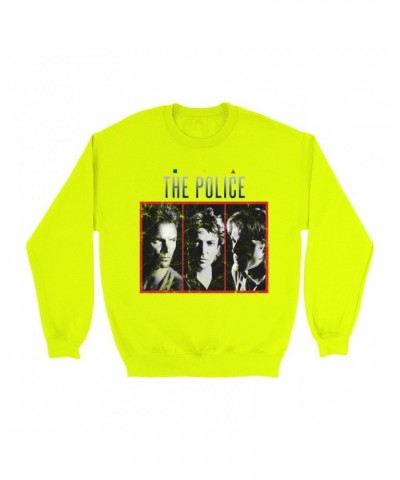 The Police Bright Colored Sweatshirt | The Singles Album Art Image Distressed Sweatshirt $17.48 Sweatshirts