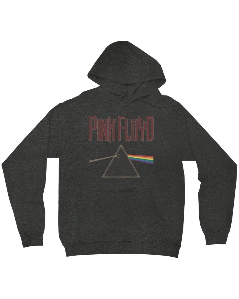 Pink Floyd Hoodie | Dark Side Of The Moon Muted Retro Design Distressed Hoodie $13.18 Sweatshirts